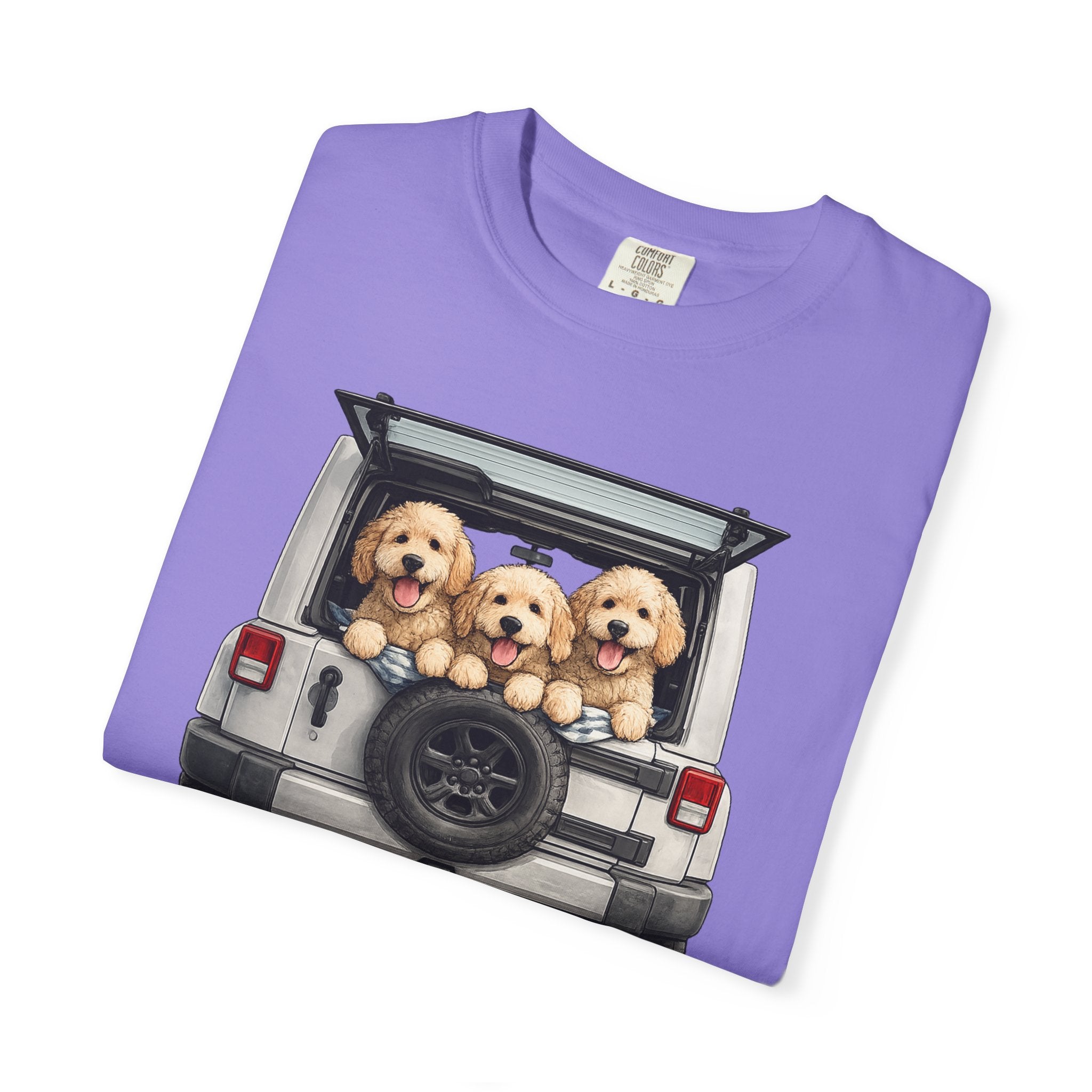 Jeep Days T-Shirt — Cute Golden Retrievers in Jeep Graphic Tee