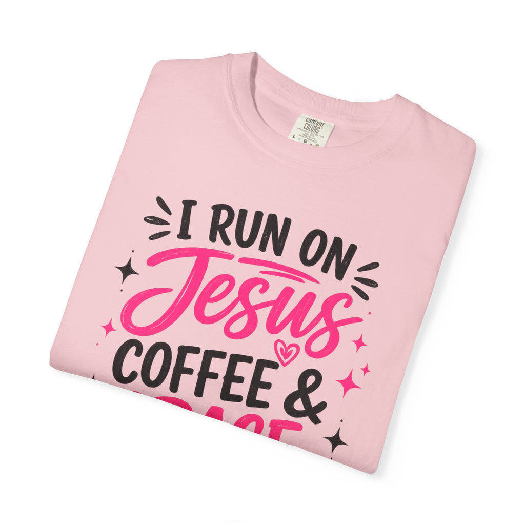 Christian Graphic T-Shirt - "I Run on Jesus, Coffee & Grace" Faith Tee