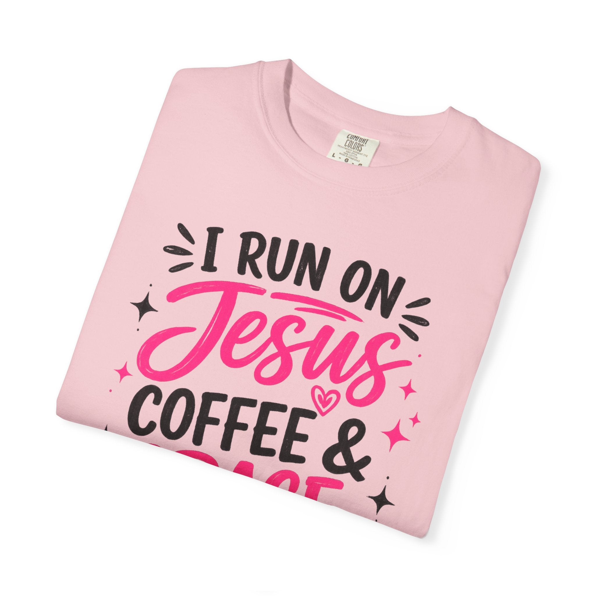 Christian Graphic T-Shirt - "I Run on Jesus, Coffee & Grace" Faith Tee