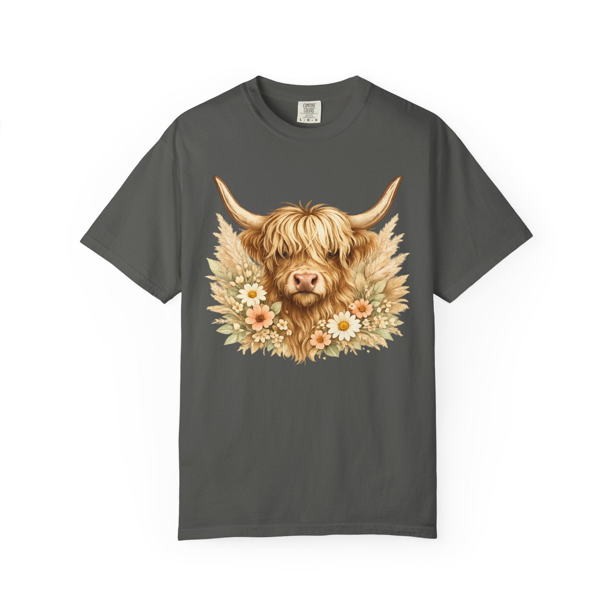 Highland Cow Floral T-Shirt — Cute Scottish Highland Cattle Tee