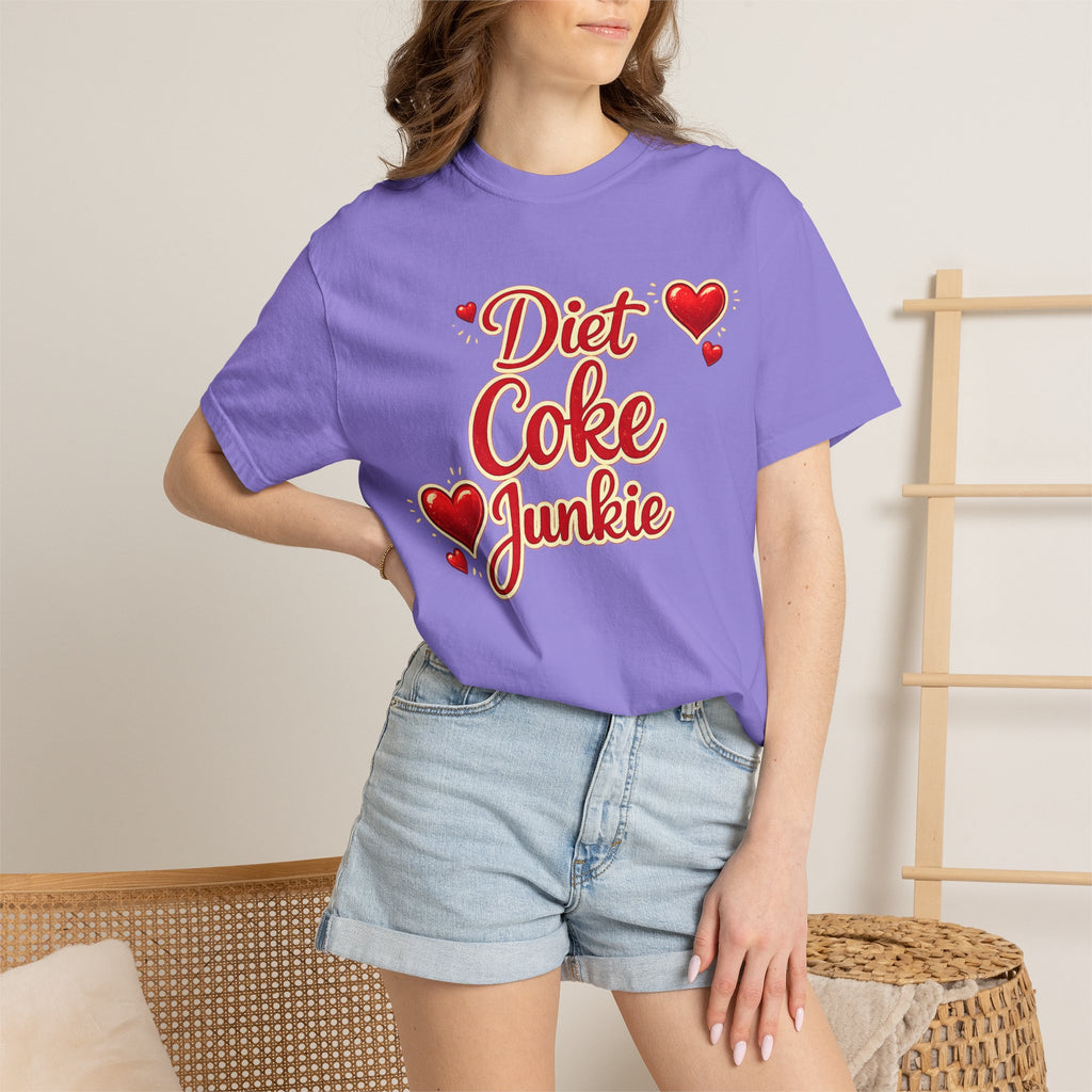 Diet Coke Junkie T‑Shirt — Retro Script Heart Graphic Tee
