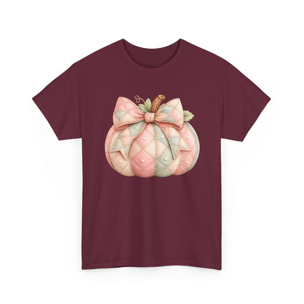 Pink Quilted Pumpkin Tee - Pastel Fall Pumpkin Shirt