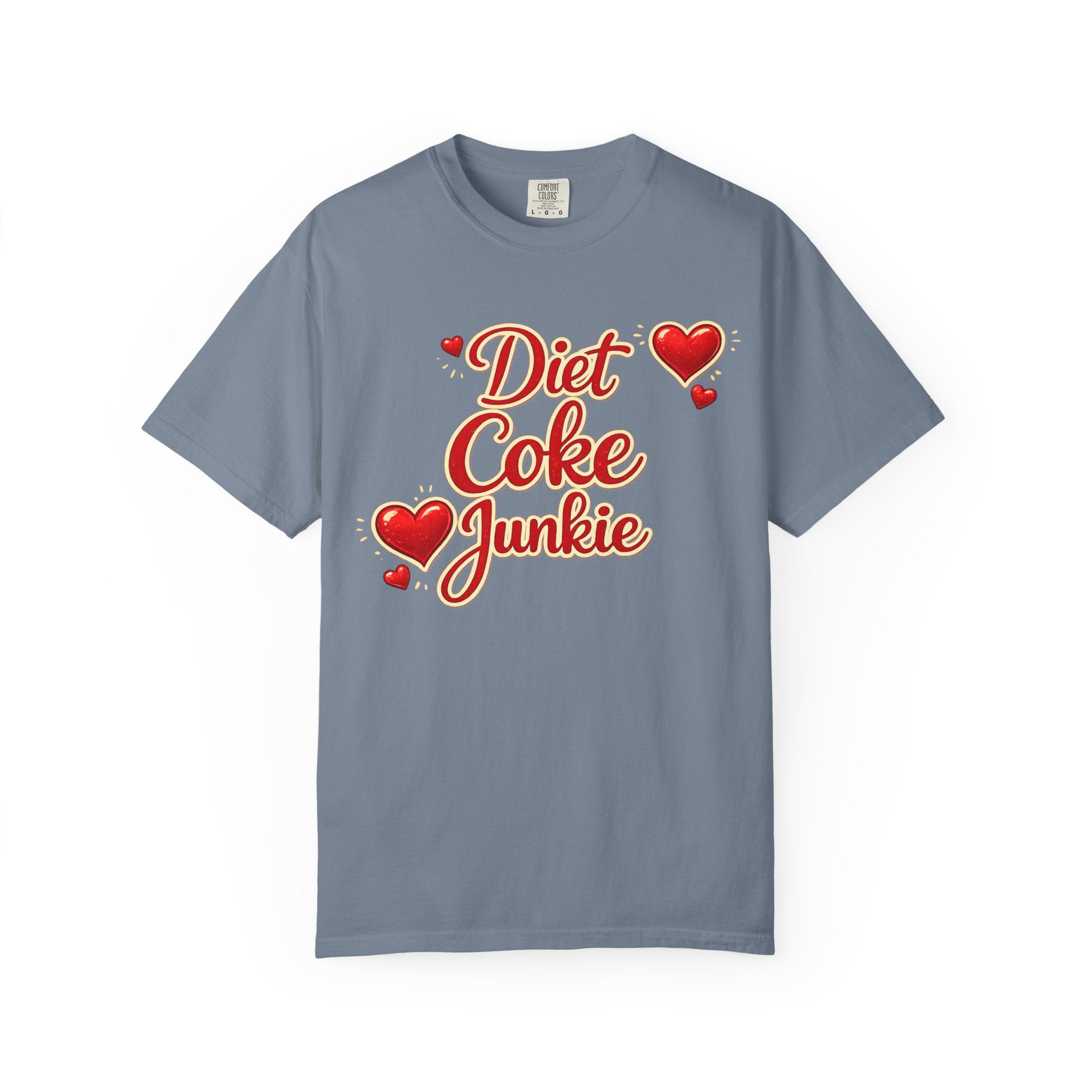 Diet Coke Junkie T‑Shirt — Retro Script Heart Graphic Tee