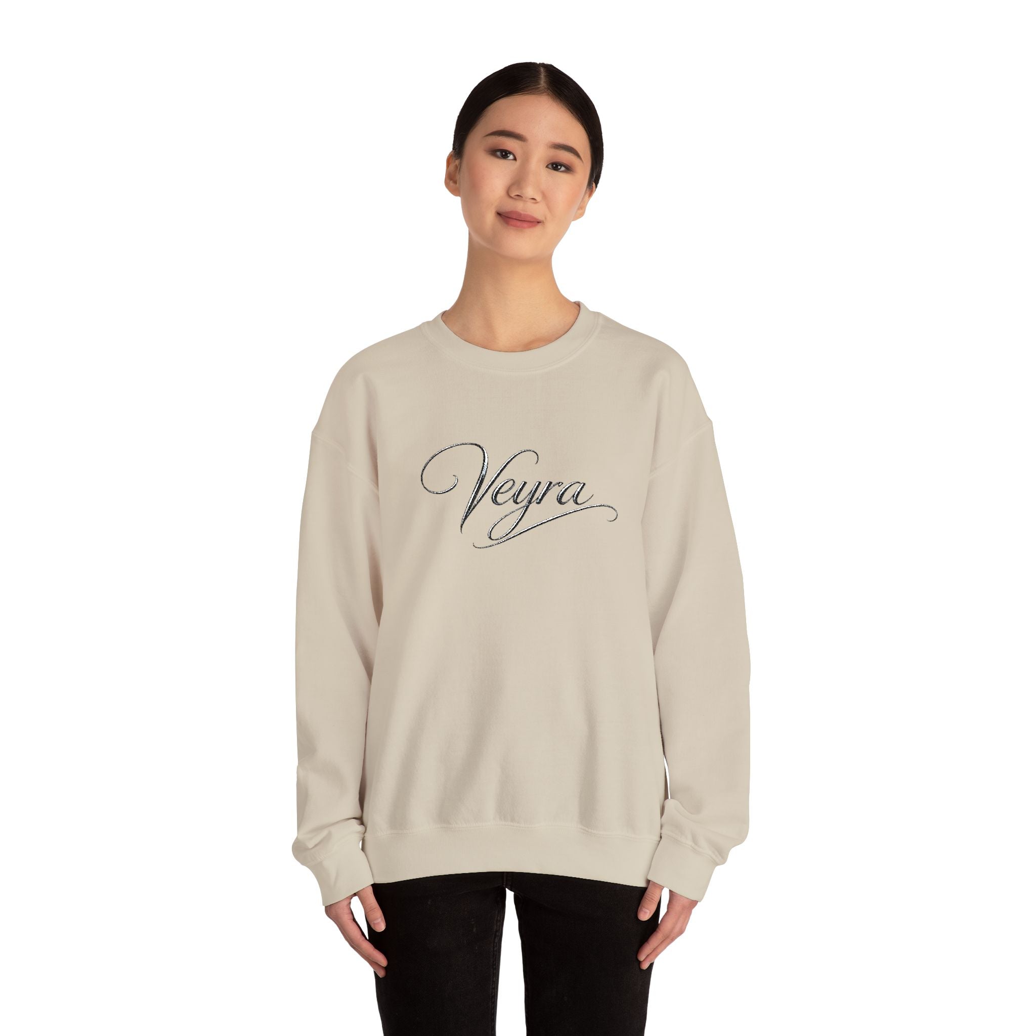 Veyra Script Crewneck Sweatshirt — Elegant Handwritten Logo Pullover