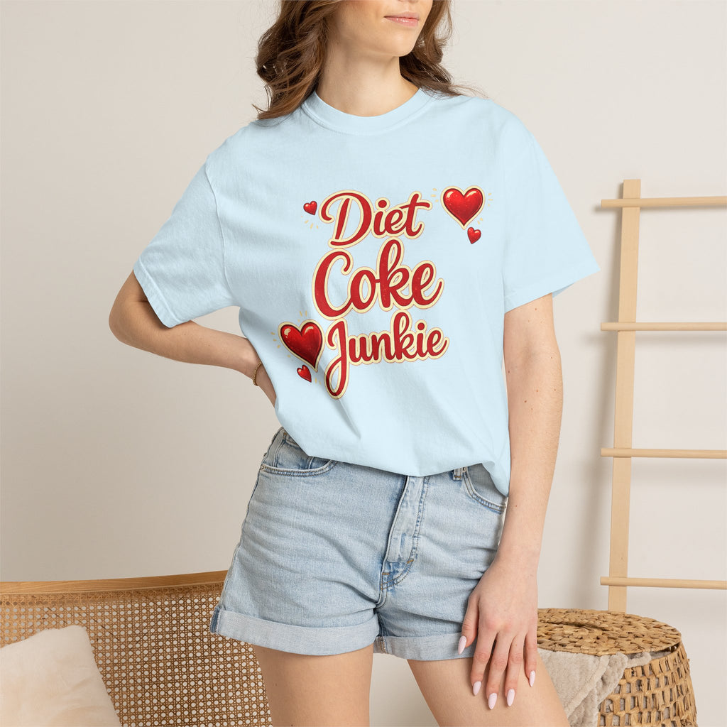Diet Coke Junkie T‑Shirt — Retro Script Heart Graphic Tee