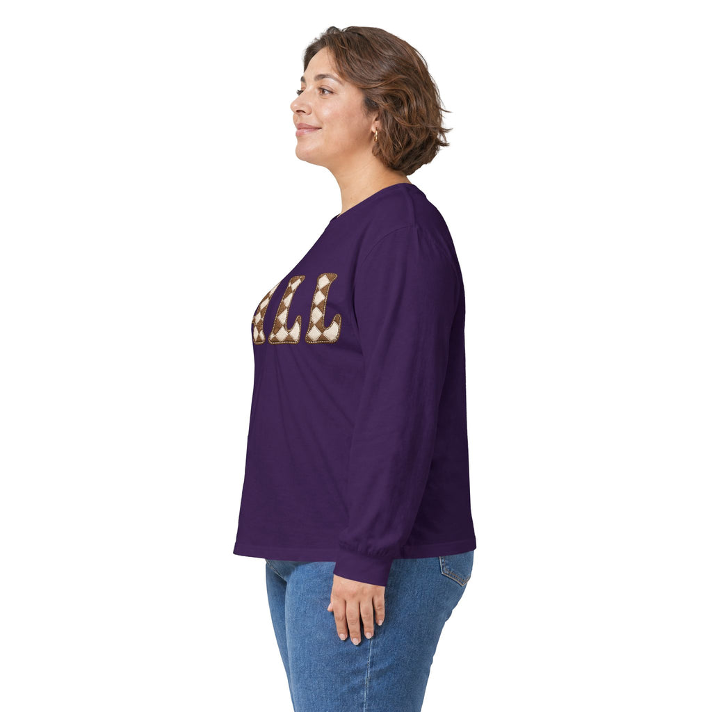 Fall Graphic Long Sleeve Tee — Retro Pattern "FALL" Autumn Shirt