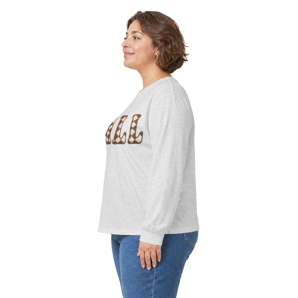 Fall Graphic Long Sleeve Tee — Retro Pattern "FALL" Autumn Shirt