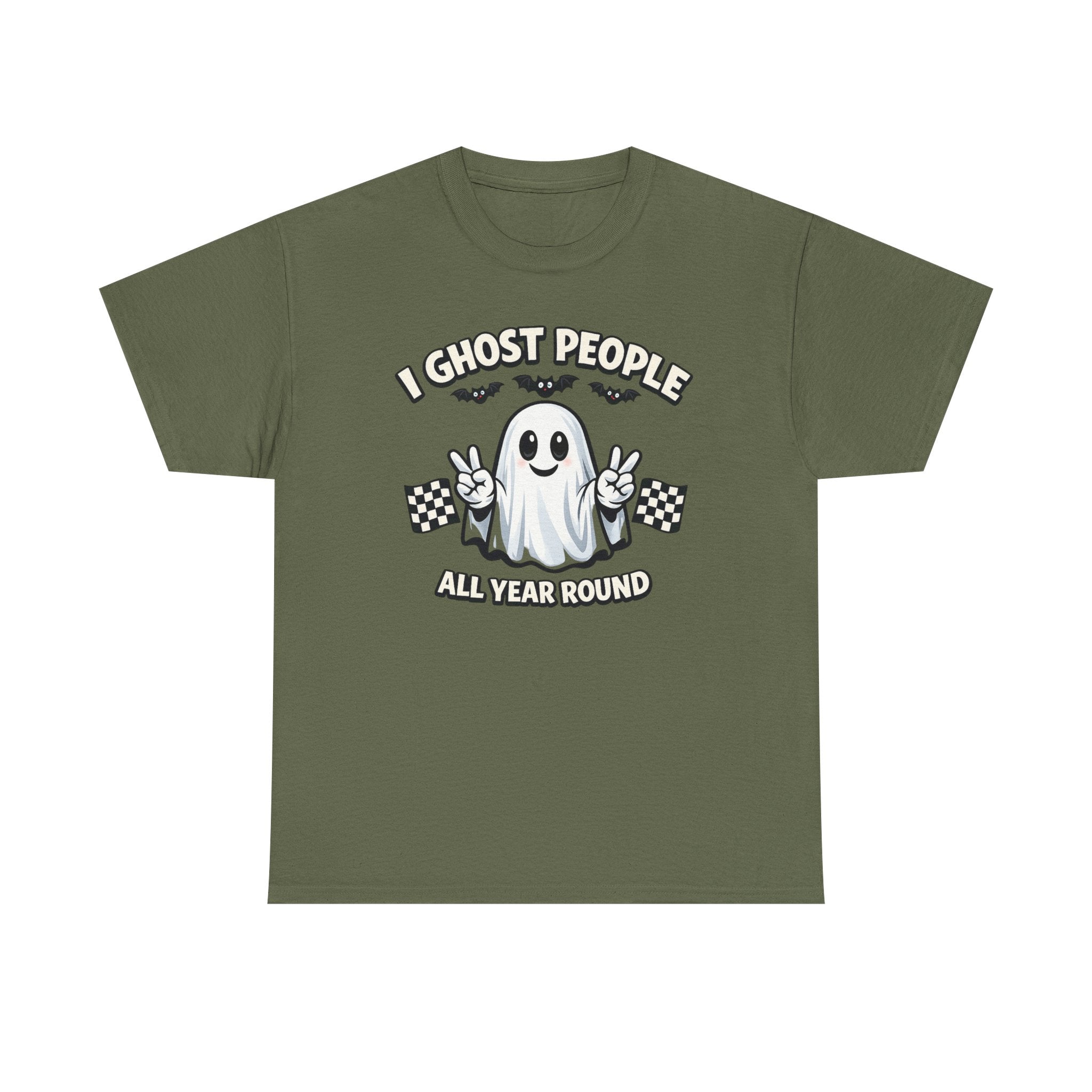 Ghost People All Year Round Tee — Cute Vintage Ghost Graphic Shirt