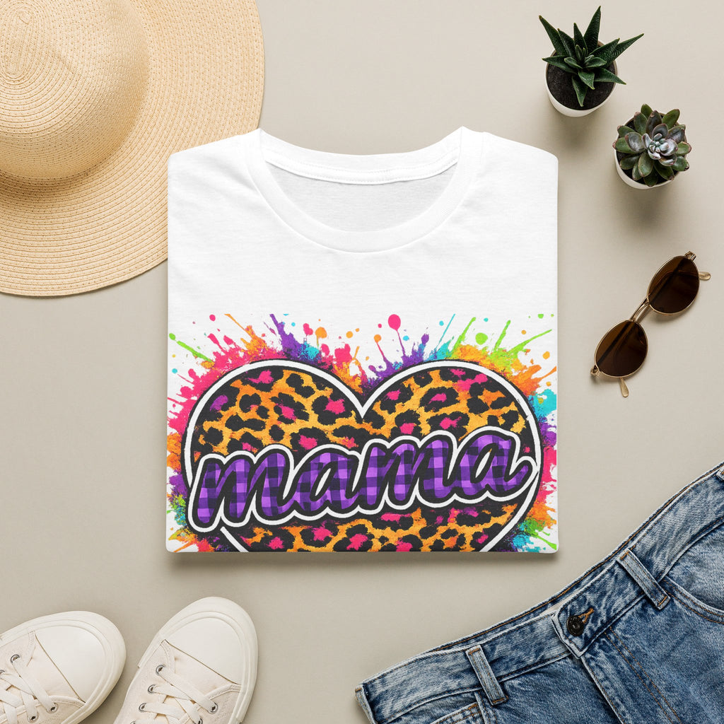 Mama Leopard Heart T-Shirt — Colorful Splash Mom Tee