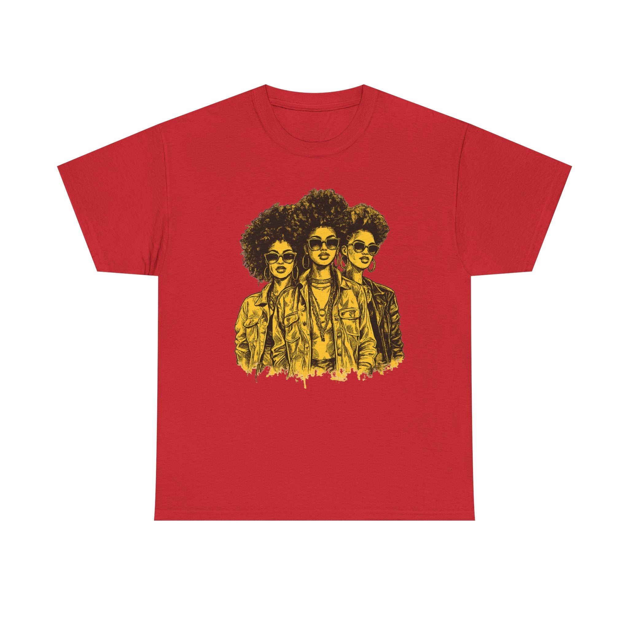 Afro Trio Graphic Tee — Vintage Bold Black Women Portrait T‑Shirt