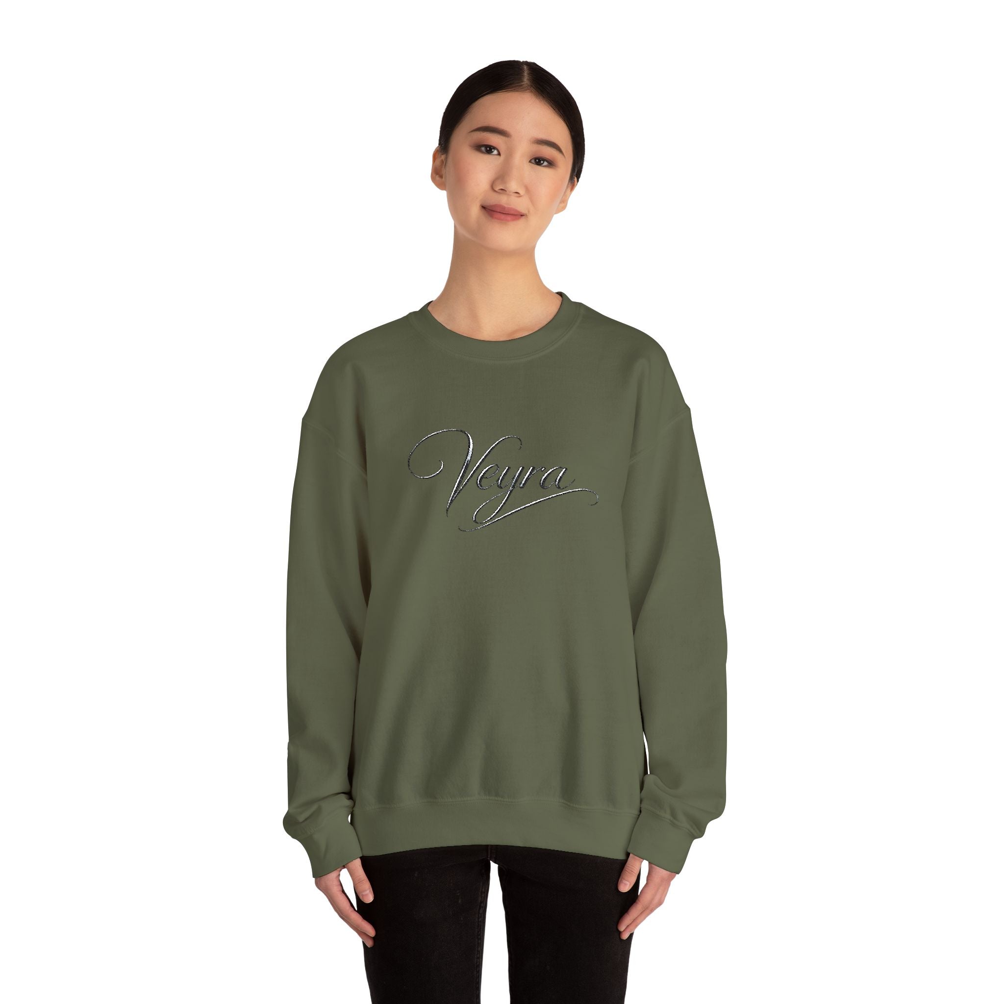 Veyra Script Crewneck Sweatshirt — Elegant Handwritten Logo Pullover
