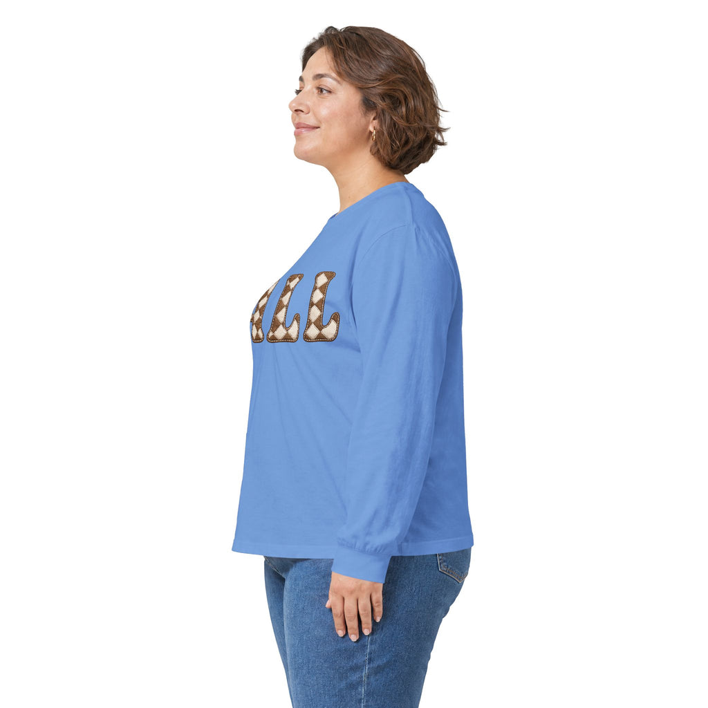 Fall Graphic Long Sleeve Tee — Retro Pattern "FALL" Autumn Shirt