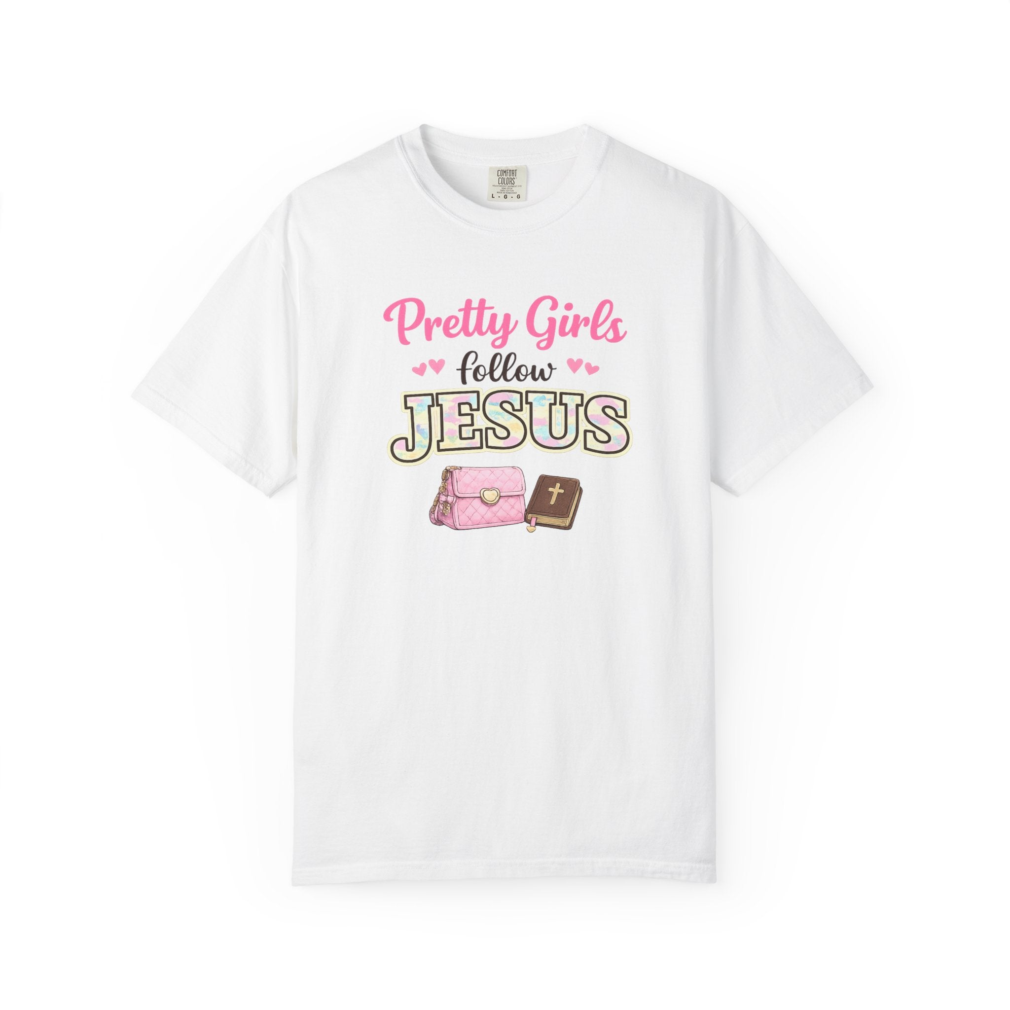 Pretty Girls Follow Jesus T-Shirt — Pink Faith Graphic Tee
