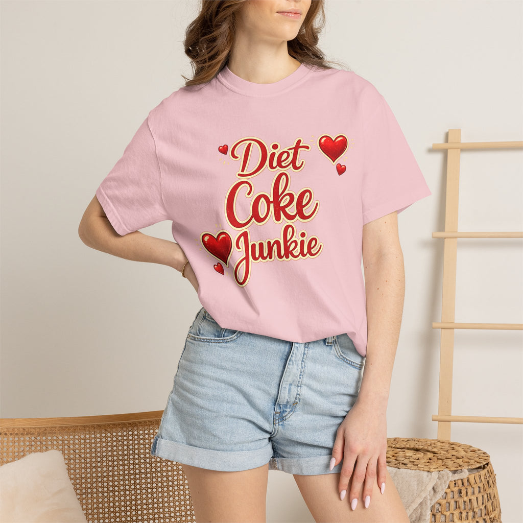 Diet Coke Junkie T‑Shirt — Retro Script Heart Graphic Tee
