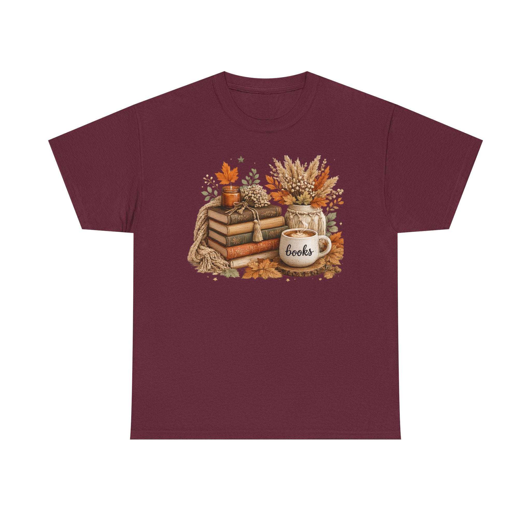 Cozy Autumn Books Tee — Fall Booklover Graphic T-Shirt