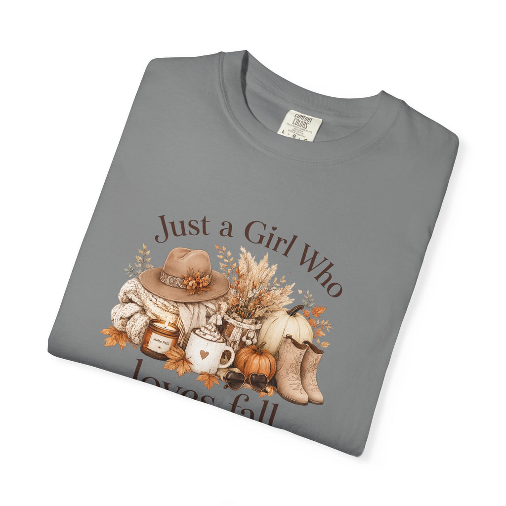 Fall Vibes Graphic Tee — "Just a Girl Who Loves Fall" Autumn Shirt