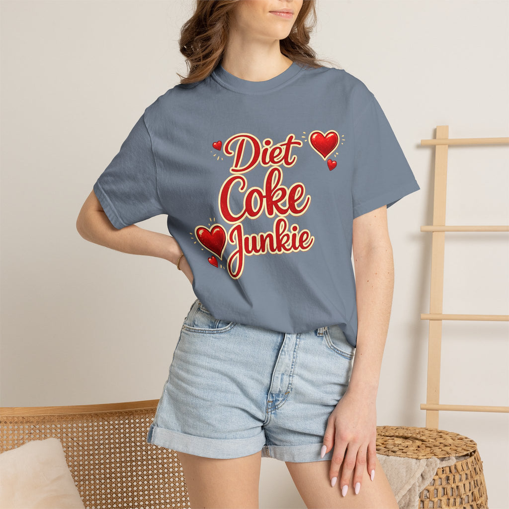 Diet Coke Junkie T‑Shirt — Retro Script Heart Graphic Tee