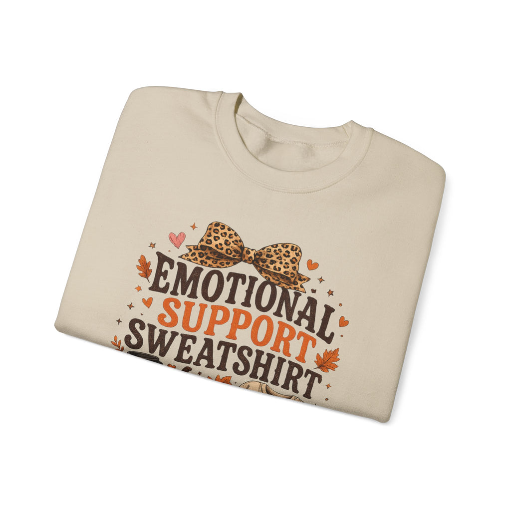 Emotional Support Sweatshirt Crewneck - Cozy Fall Leopard Pumpkin Design