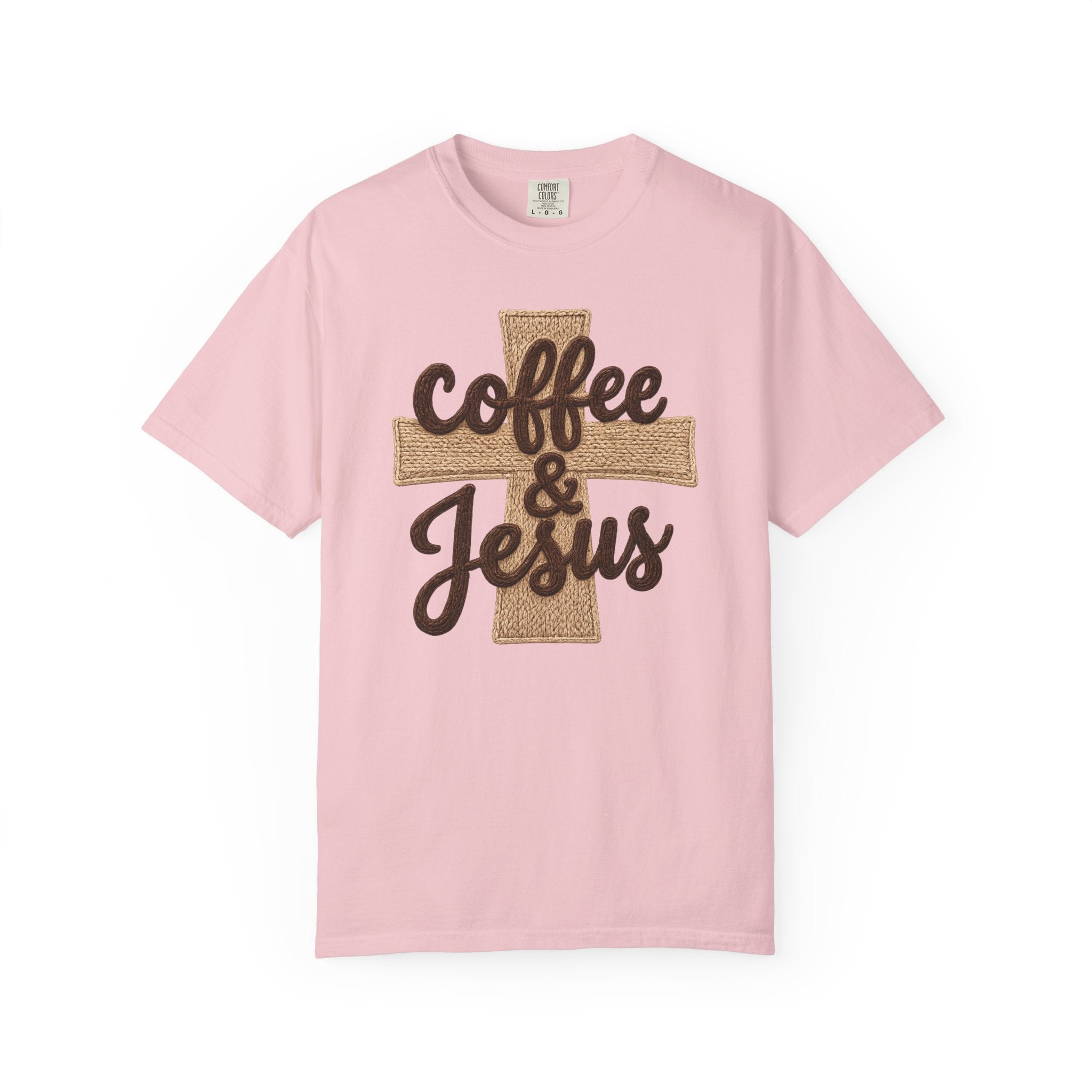Coffee & Jesus T-Shirt — Christian Faith Graphic Tee with Cross