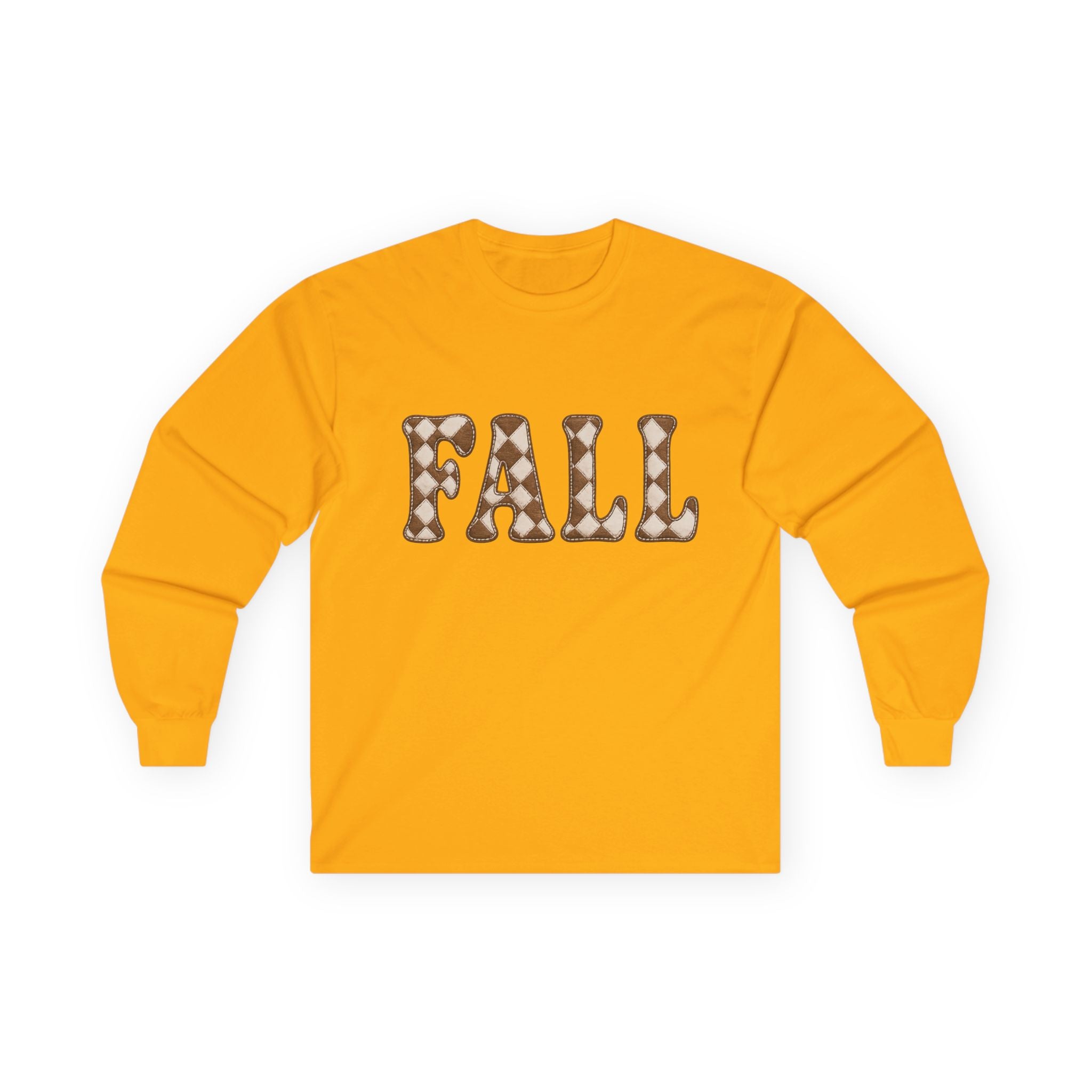 Fall Graphic Long Sleeve Tee — Retro Pattern "FALL" Autumn Shirt