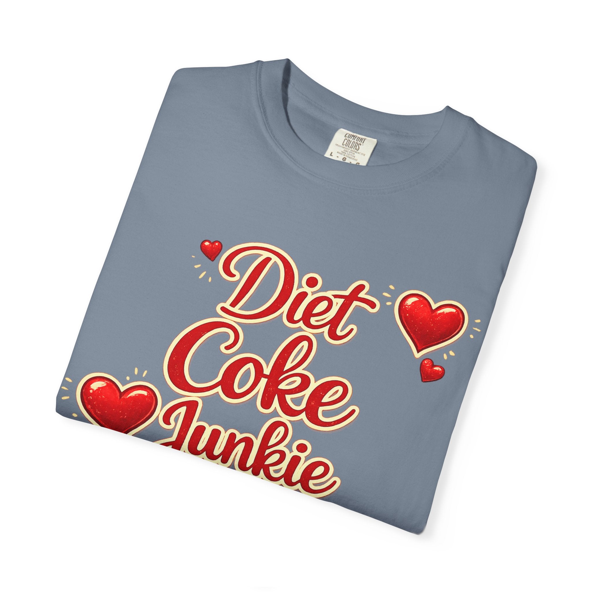 Diet Coke Junkie T‑Shirt — Retro Script Heart Graphic Tee