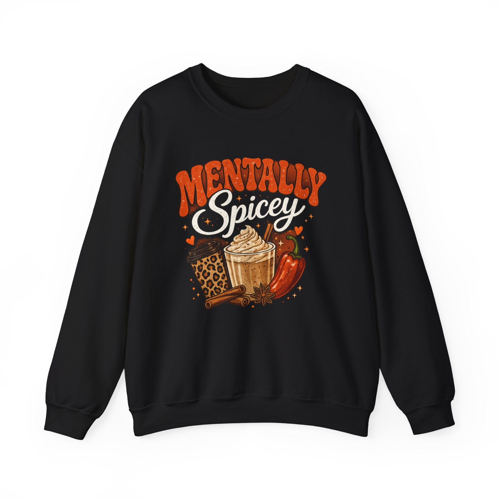 Crewneck Sweatshirt — "Mentally Spicy" Coffee & Chili Graphic
