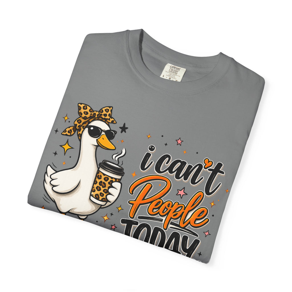 I Can't People Today T-Shirt — Leopard Duck Graphic Tee for Introverts