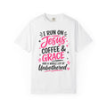 Christian Graphic T-Shirt - "I Run on Jesus, Coffee & Grace" Faith Tee