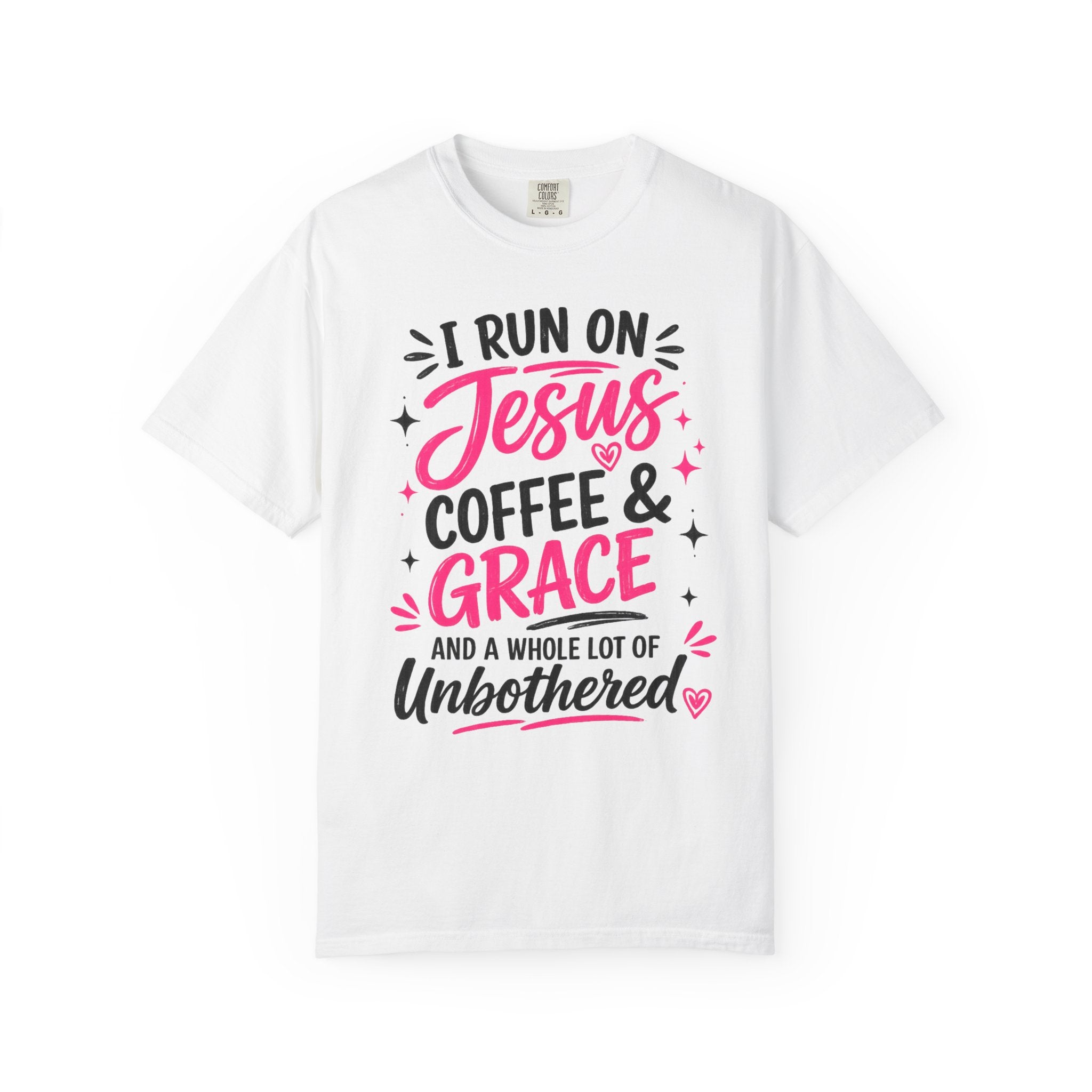 Christian Graphic T-Shirt - "I Run on Jesus, Coffee & Grace" Faith Tee