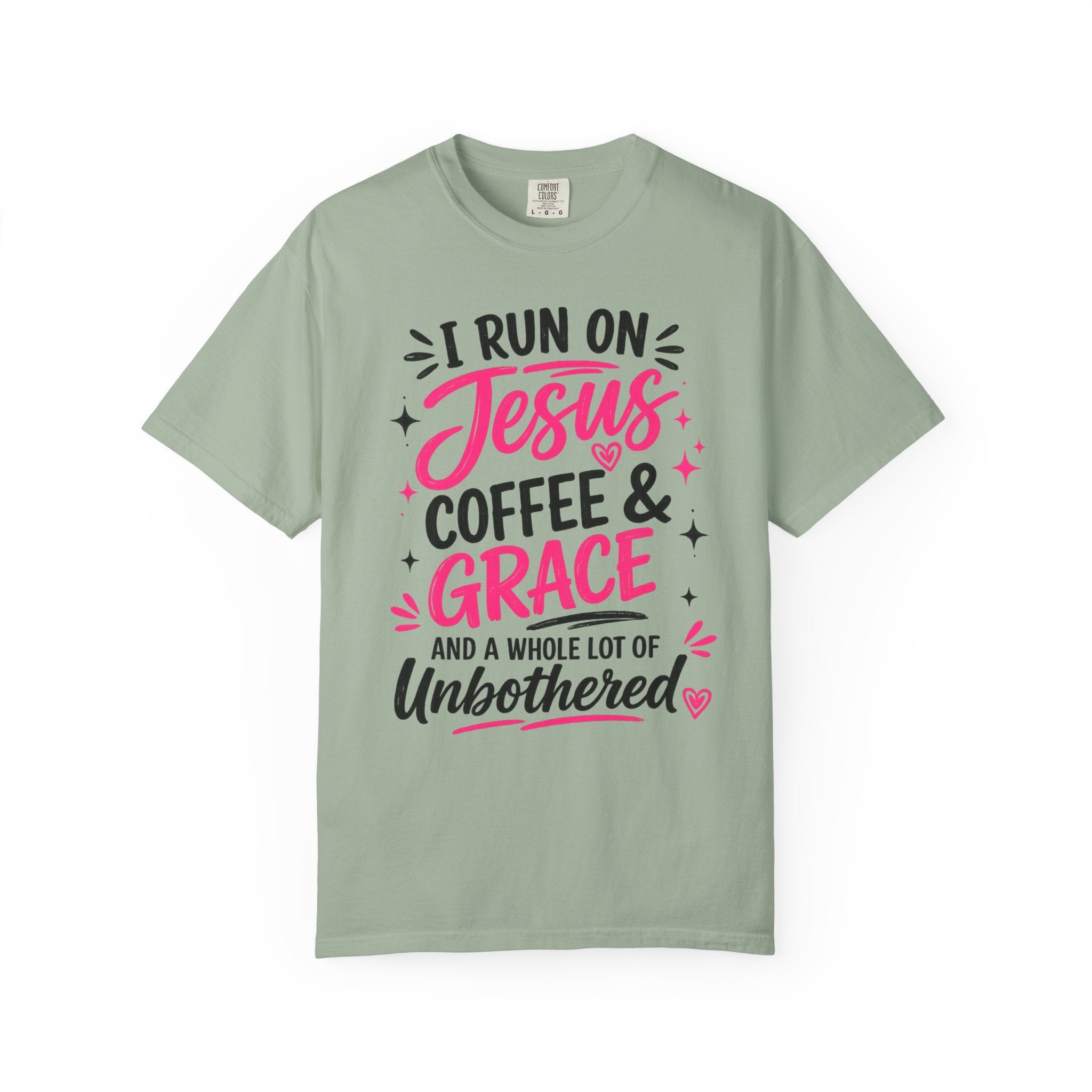 Christian Graphic T-Shirt - "I Run on Jesus, Coffee & Grace" Faith Tee