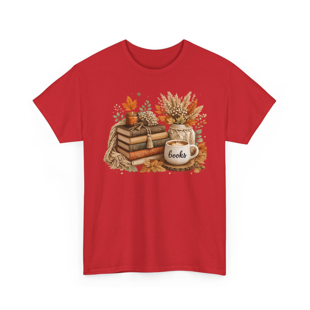 Cozy Autumn Books Tee — Fall Booklover Graphic T-Shirt