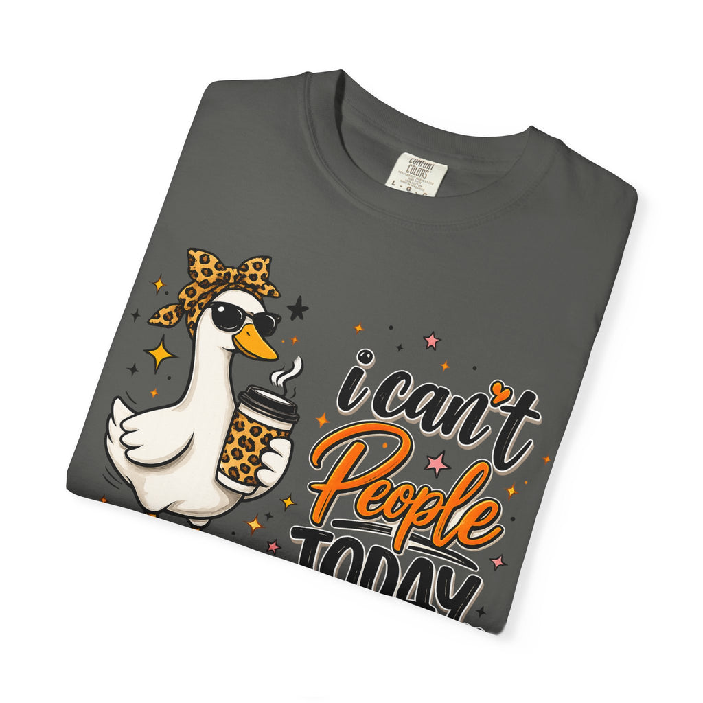 I Can't People Today T-Shirt — Leopard Duck Graphic Tee for Introverts