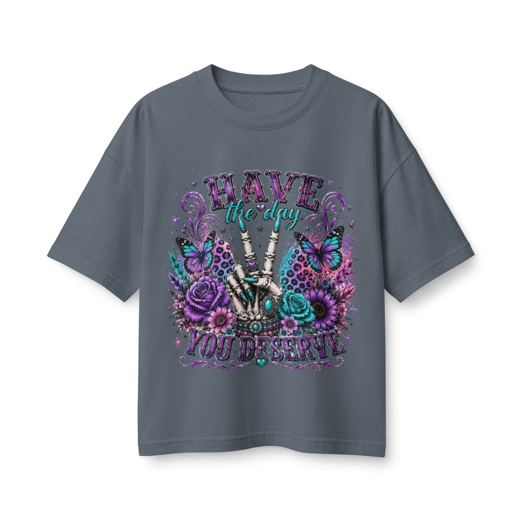Have the Day You Deserve Graphic Tee — Floral Peace Sign Women’s T‑Shirt