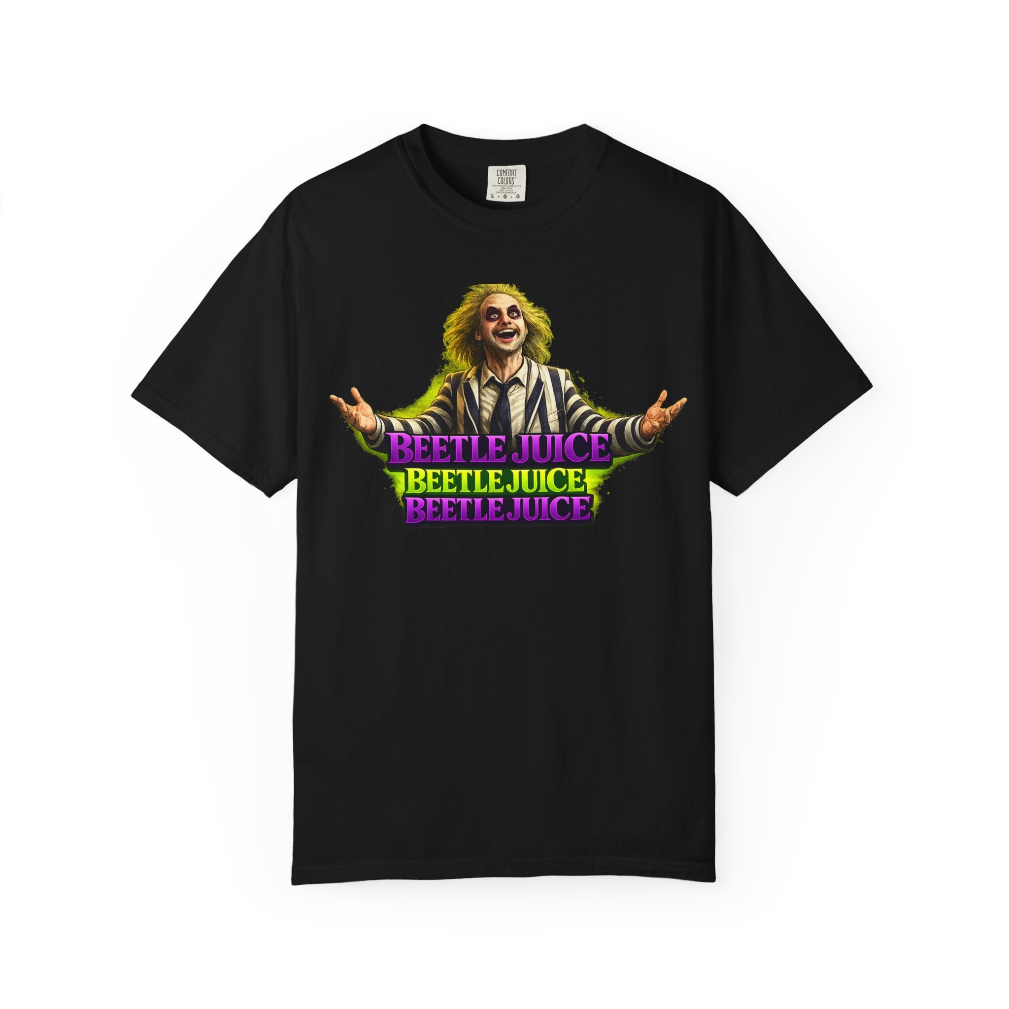 Beetlejuice Graphic T-Shirt — Retro Horror Movie Tee with Beetlejuice Text