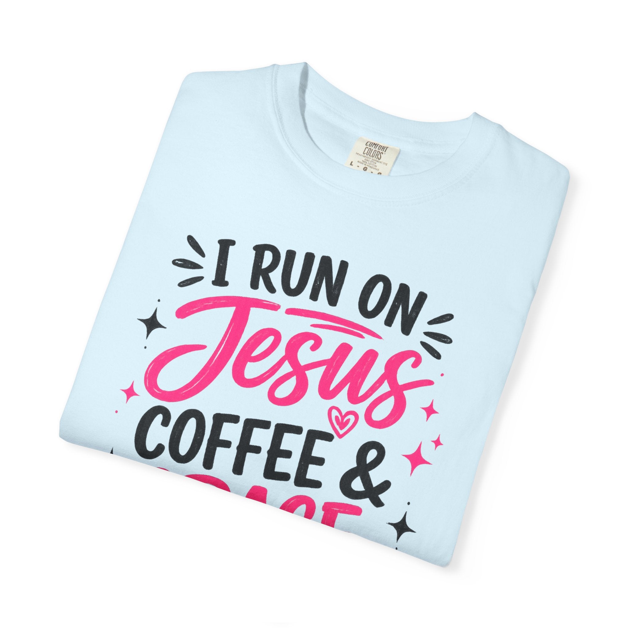 Christian Graphic T-Shirt - "I Run on Jesus, Coffee & Grace" Faith Tee