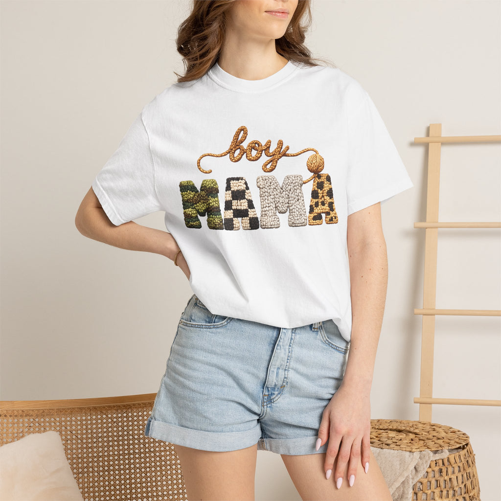 Boy Mama Graphic T-Shirt — Leopard & Camo Mom Tee