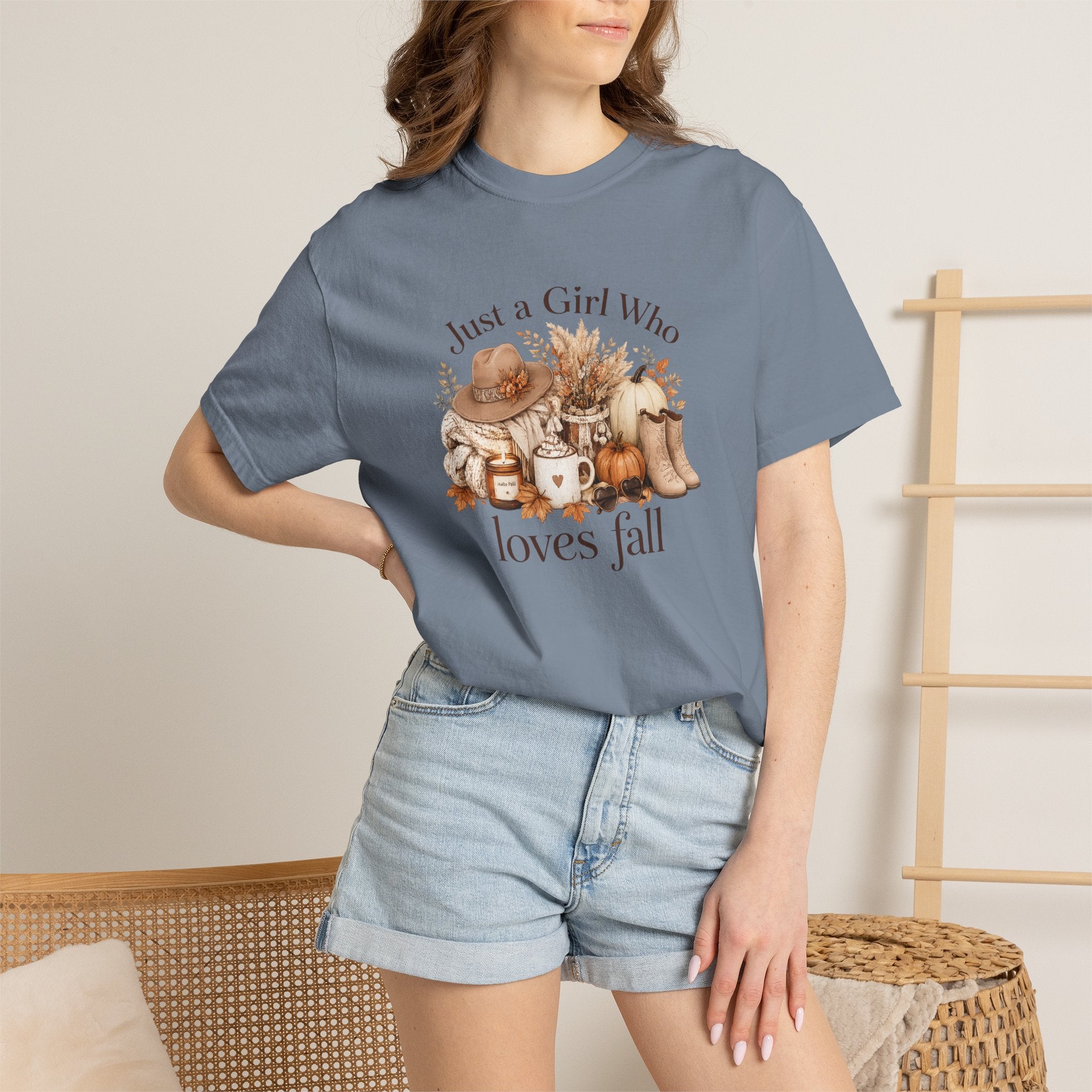 Fall Vibes Graphic Tee — "Just a Girl Who Loves Fall" Autumn Shirt