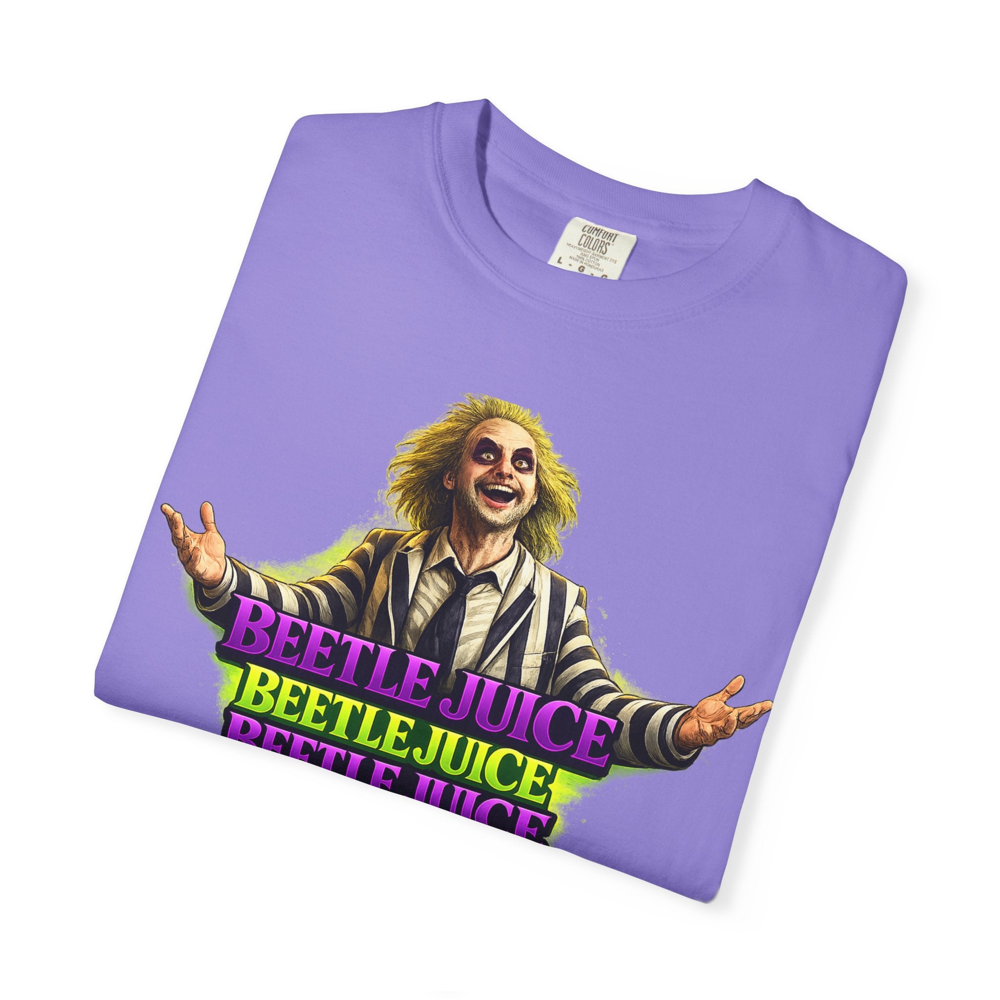 Beetlejuice Graphic T-Shirt — Retro Horror Movie Tee with Beetlejuice Text