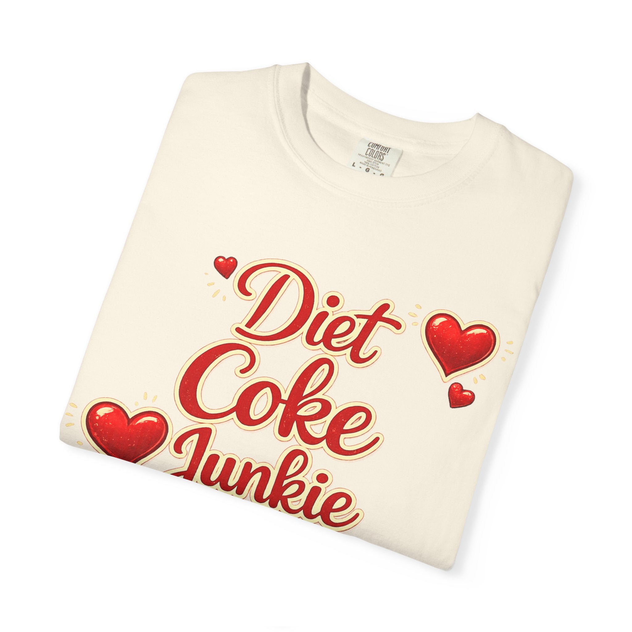 Diet Coke Junkie T‑Shirt — Retro Script Heart Graphic Tee