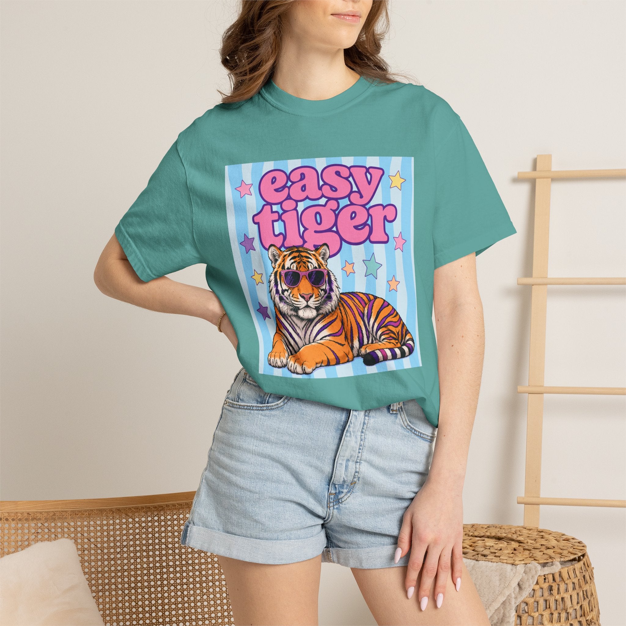 Easy Tiger Graphic T-Shirt — Retro Pastel Tiger Tee