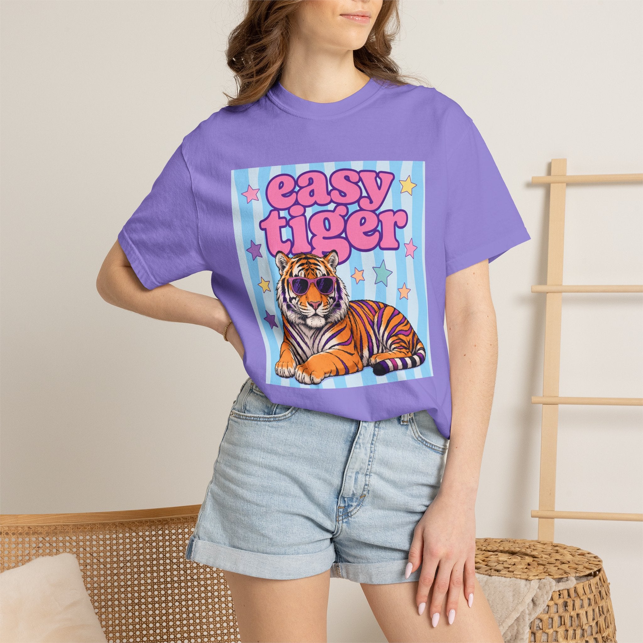 Easy Tiger Graphic T-Shirt — Retro Pastel Tiger Tee