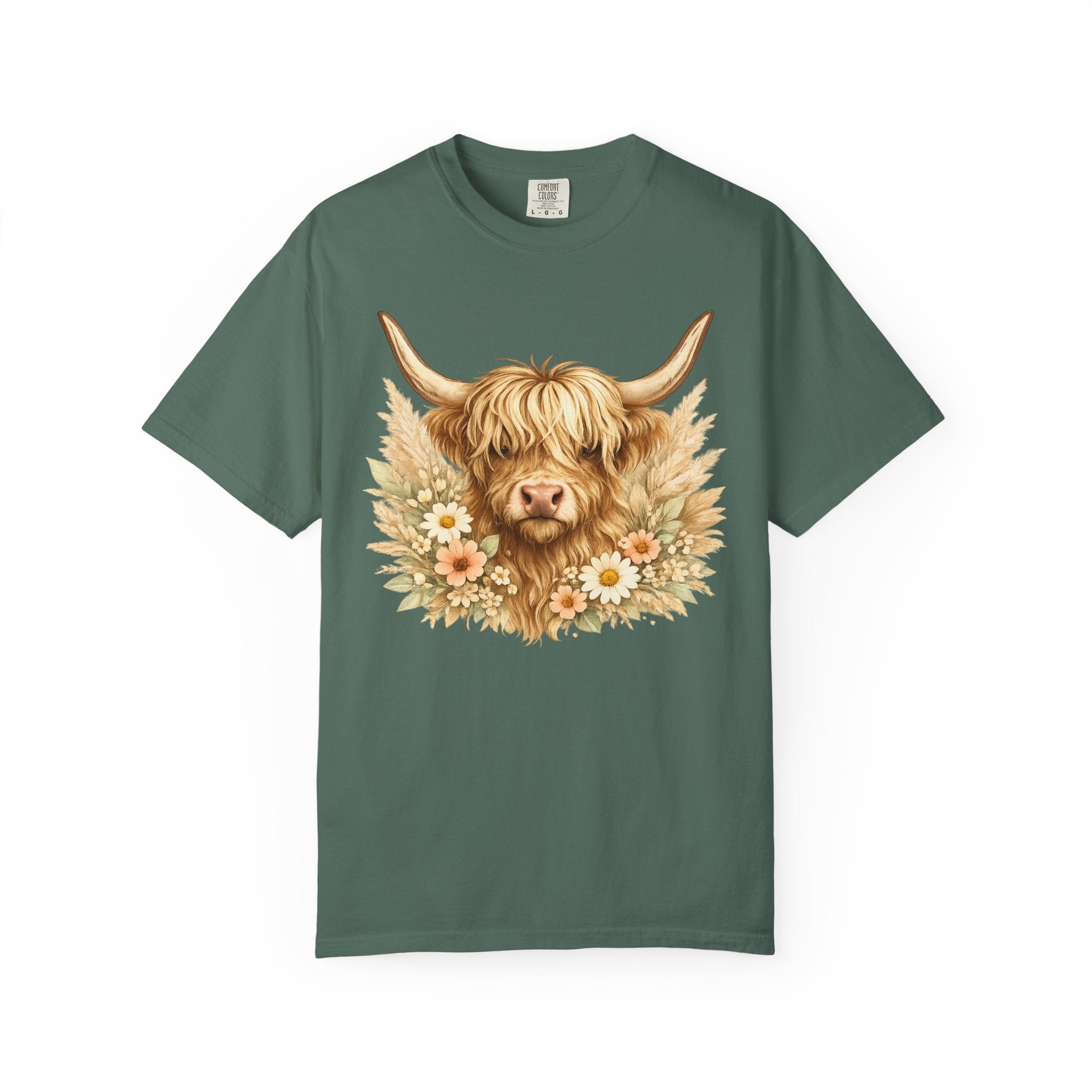 Highland Cow Floral T-Shirt — Cute Scottish Highland Cattle Tee