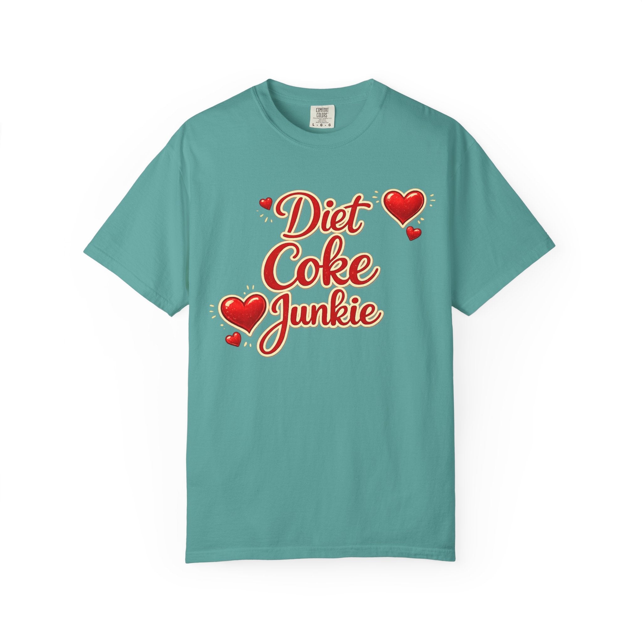 Diet Coke Junkie T‑Shirt — Retro Script Heart Graphic Tee