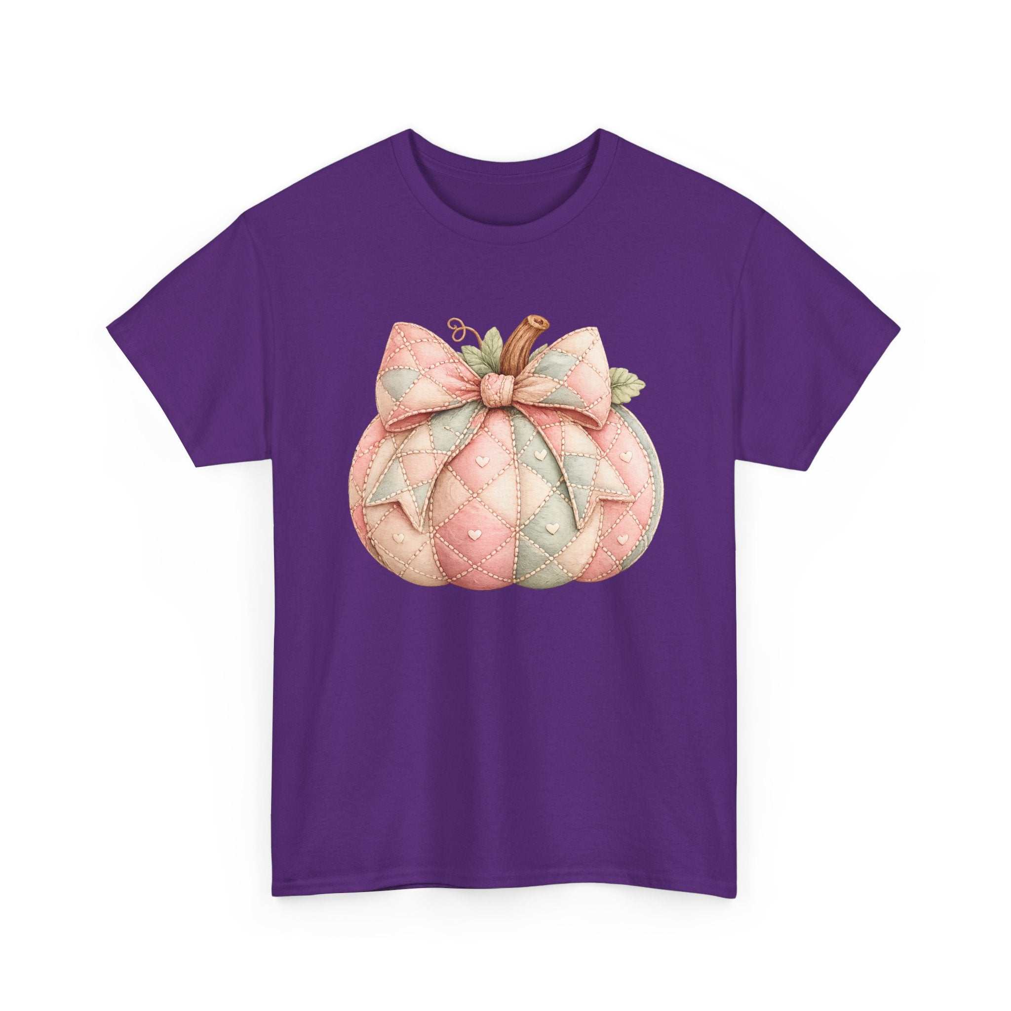 Pink Quilted Pumpkin Tee - Pastel Fall Pumpkin Shirt