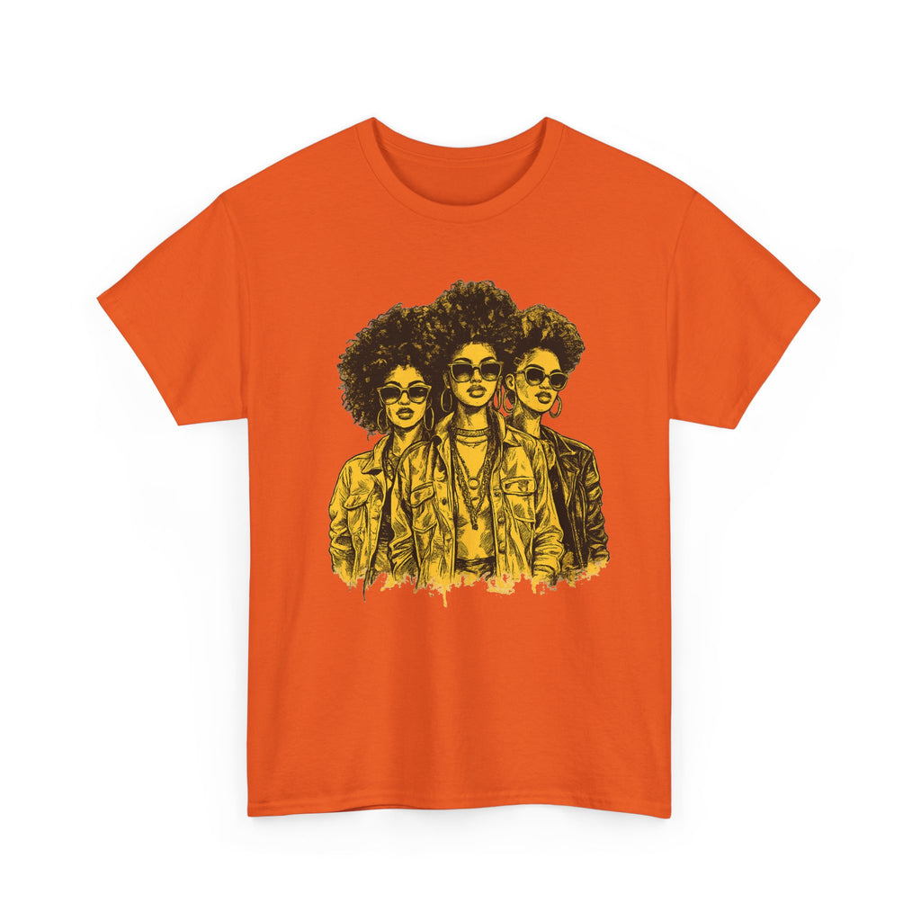 Afro Trio Graphic Tee — Vintage Bold Black Women Portrait T‑Shirt