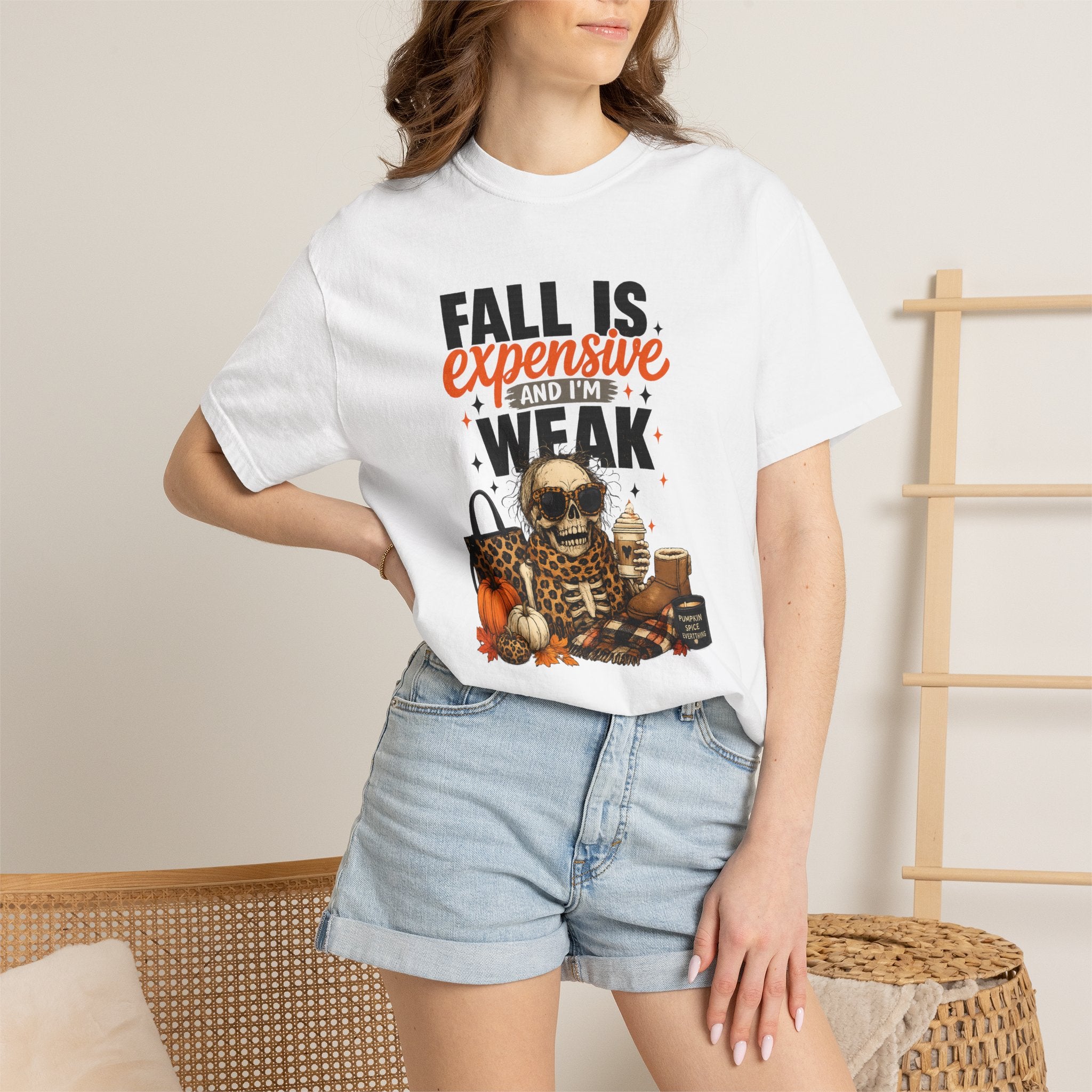 Fall Is Expensive and I'm Weak T-Shirt — Funny Autumn Pumpkin Skull Tee