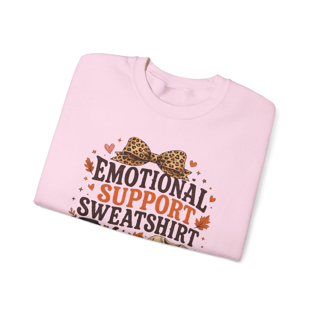 Emotional Support Sweatshirt Crewneck - Cozy Fall Leopard Pumpkin Design