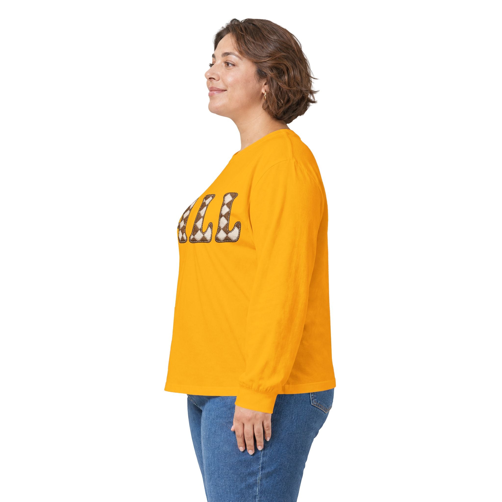 Fall Graphic Long Sleeve Tee — Retro Pattern "FALL" Autumn Shirt