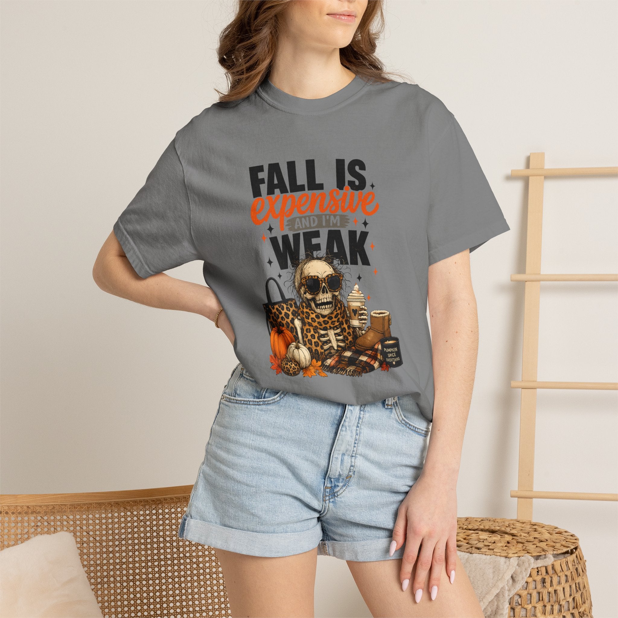 Fall Is Expensive and I'm Weak T-Shirt — Funny Autumn Pumpkin Skull Tee