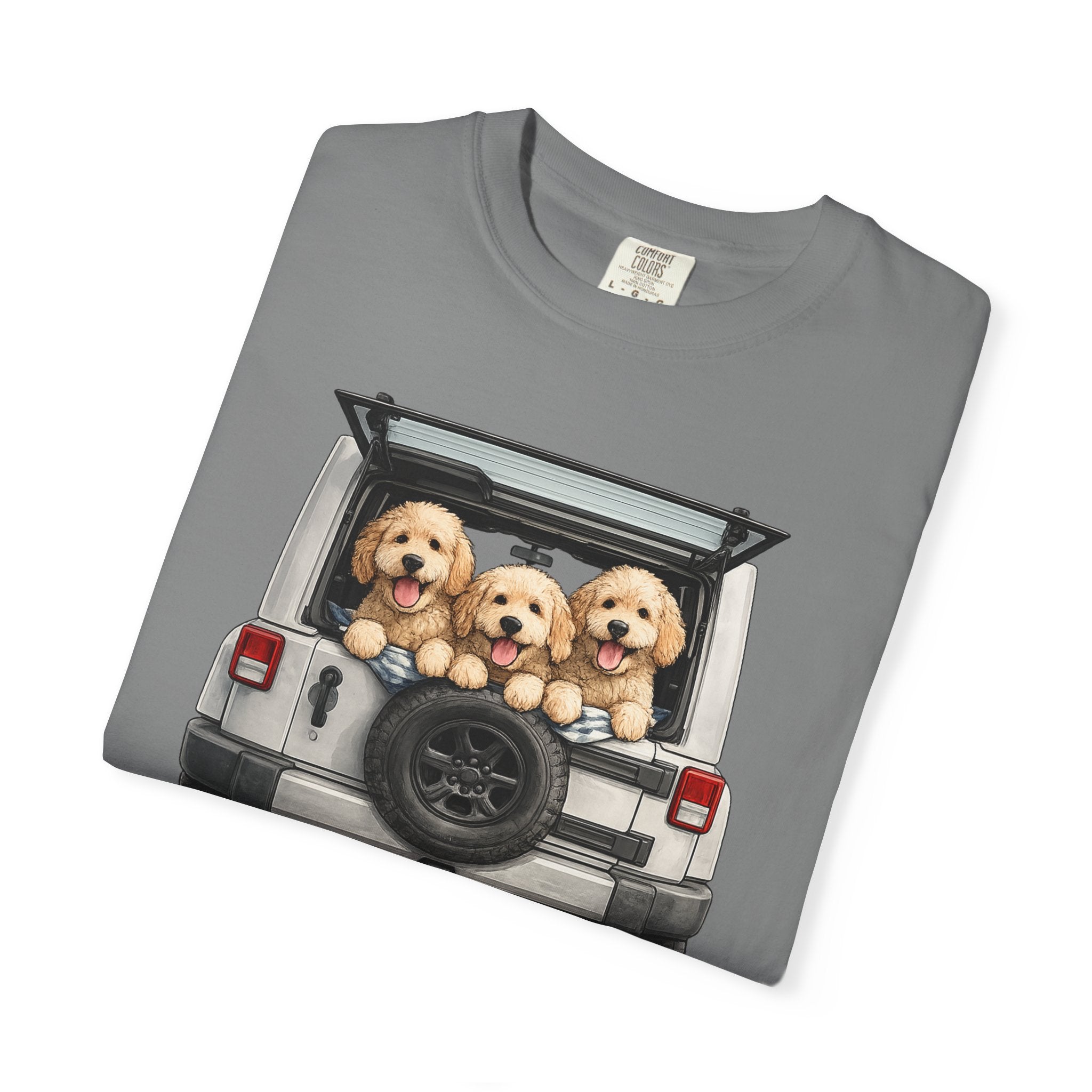 Jeep Days T-Shirt — Cute Golden Retrievers in Jeep Graphic Tee
